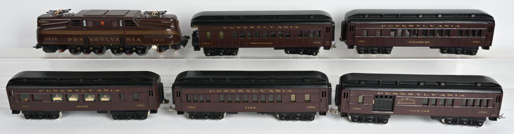 JAD GG1 STANDARD GAUGE TRAIN SET: JAD GG1 Standard Gauge Train Set includes GG1 Pennsylvania 4935, 1780 Club Car, 1781 Strasburg, 1782 York, 1783 Diner, and 1784 Observation. Set in wonderful original condition