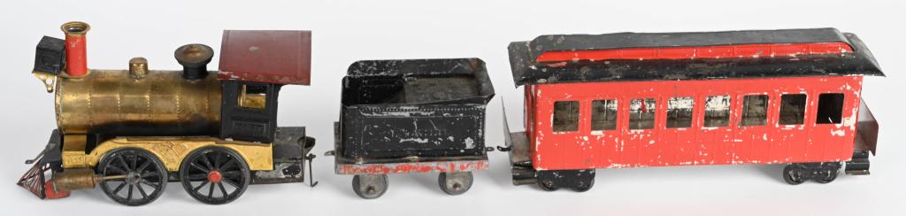 WEEDNE DART LIVE STEAM TRAIN SET: All original Weeden Live Steam Locomotive and Tender with Passenger Car. Very nice condition. 12" Very Good