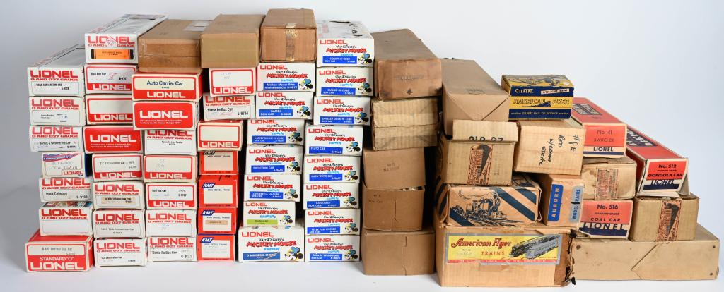 HUGE LOT OF PRE-WAR & POST TRAIN BOXES: Huge lot of Pre-War and Post-War Train Boxes. Includes Lionel, American Flyer, and More