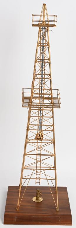 SCALE MODEL OF OIL RIG: 28" Scale Model of Oil Rig. Sat on wooden base. 28" Excellent
