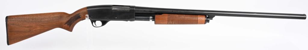 STEVENS MODEL 77H SLIDE ACTION SHOTGUN: SERIAL A377700. BARREL 28". BORE 12. CHAMBER 3". CHOKE-IMP. LOP 14 1/4".Produced in 1963, the Stevens Model 77E is a pump-action shotgun offered in 12 gauge, 16 gauge, 20 gauge, 28 gauge, and 410 gaug
