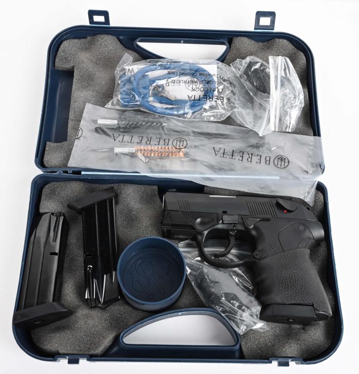 P. BERETTA PX4 STORM COMPACT 9MM WITH CASE: SERIAL NUMBER PZ0875B BAREL 3" CALIBER 9X19 /9MM PARA. Produced by Beretta with single and double action operation and exposed hammer. Decocking safety and comes with 2-13 round factory magazines. Hou