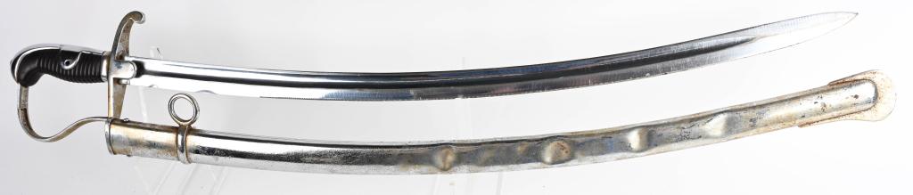 WW1 IMPERIAL GERMAN BLUCHER SWORD WWI w/ SCABBARD: Model 1811 Blucher cavalry sword dating to WW1. It was promoted by General Blucher of the Prussian army and had a long service life in the 19th and 20th century. 37" overall with massive 32" blade. Th
