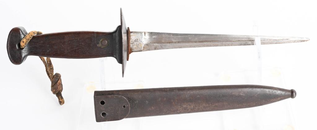 WW1 BELGIUM TRENCH KNIFE W/ SCABBARD WWI: A good and quite scarce example of this Great War Belgian trench knife. Made for the Belgian Government in exile by the Sheffield firm of Sanderson Brothers & Newbould, who are better known for their 