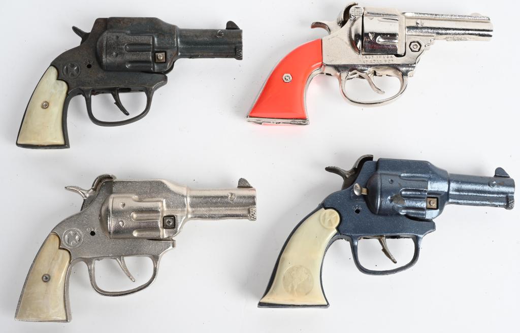 4- CAST IRON CAP GUNS: Includes cast iron Cap Guns C-Boy, and 3 Hi-Ho. All original and in great shape. 7"