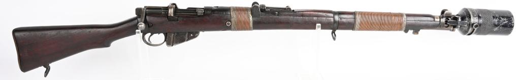 BRITISH GRI 1918 MKIII .303 W/ GRENADE LAUNCHER: SERIAL NUMBER 14559K BARREL 25" CALIBER .303 BRITISH MANUFACTURED 1918. Original British WW1 SMLE MKIII rifle with cup grenade projector for the launching of Mill's pattern grenades. These rifles were