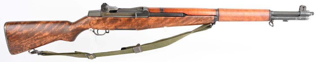 KOREAN WAR PRODUCED M1 GARAND RIFLE WITH SLING: SERIAL NUMBER 5758878 BARREL 24" CALIBER 30-06 SPRINGFIELD MANUFACTURED 1955. Produced by Springfield for the Korean War. Parkerized finish with Birch stocks. All parts appear to be Springfield includ