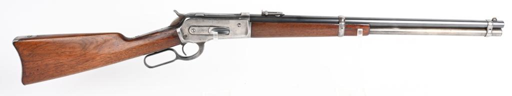 FINE WINCHESTER MODEL 1886 SRC CAL 45-70: SERIAL NUMBER 68858 BARREL 22" CALIBER 45-70 GOV'T MANUFACTURED 1892. Considered to this day as the strongest lever action rifle ever developed. The iconic 1886 Winchester Saddle Ring Carbine was comp