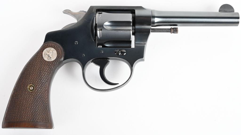 HIGH CONDITION PRE WAR COLT POLICE POSITIVE: SERIAL 342094. BARREL 4". CALIBER 38. MADE IN 1931. A favorite of big city policemen during the prohibition as carried in their jacket pockets. This example features fixed sights, six shot fluted cyli