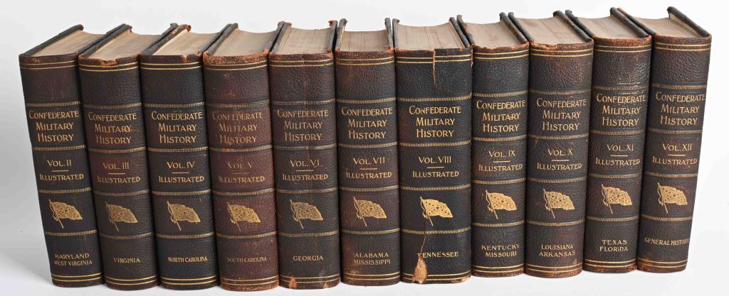 1899 CONFEDERATE MILITARY HISTORY COMPLETE 11 VOLS: 1899 11 volumes of a set of 12 (missing 1st volume), Confederate Military History. Please see condition in photos--these are in great shape for their age, but there is some wear and bumps to covers (s
