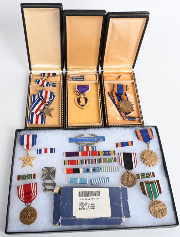 WWII US NAMED SILVER STAR MEDAL GROUPING: Phenomenal set of medals named to World War II and Korea, US Army veteran James Lorenzo Spalding. This grouping consists of a mix of World War II original awards and later 20th Century replacement awa