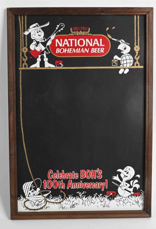 NATIONAL BOHEMIAN BEER CHALK BOARD: National Bohemian Beer 100th Anniversary Advertising Chalk Board. Very nice original condition. 25"x17" Excellent
