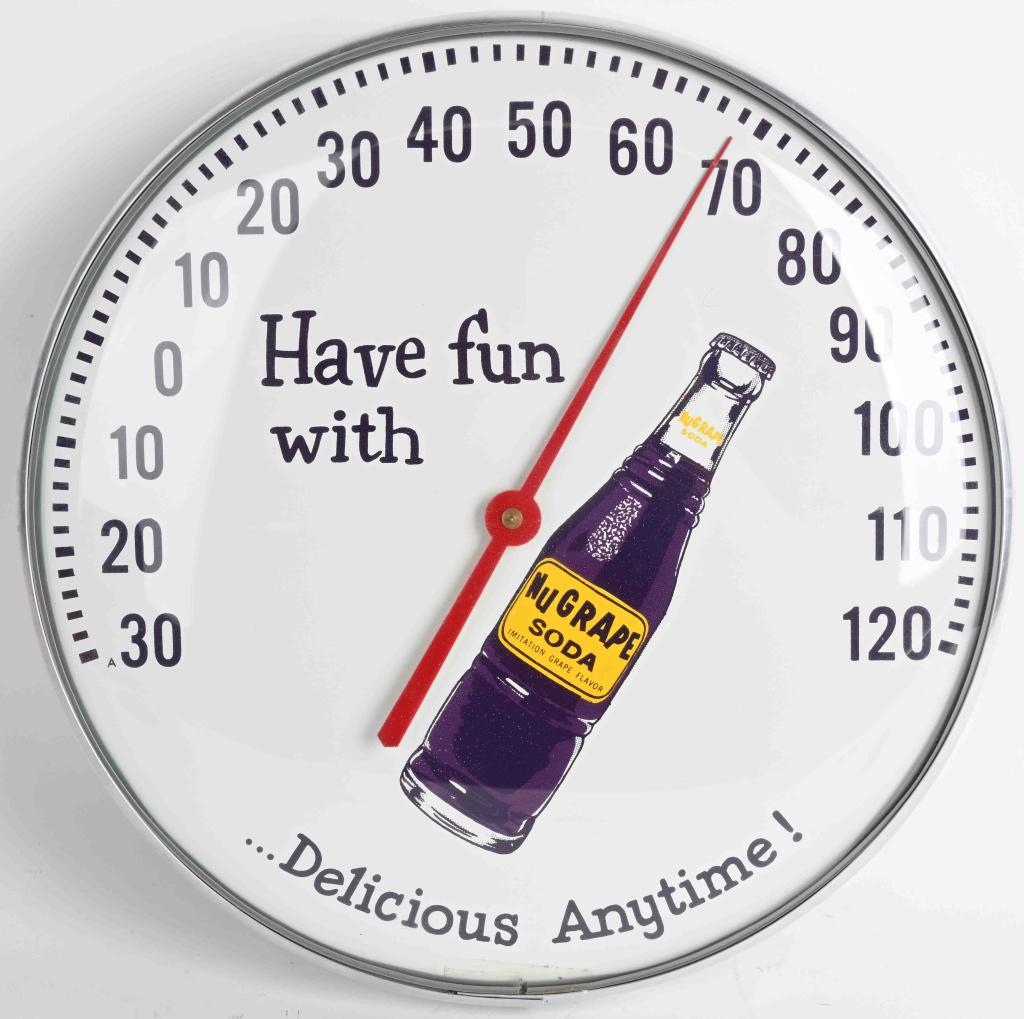 NUGRAPE SODA THEMOMETER: Nice Nugrape Soda Thermometer. All original and in great shape. 12" Excellent