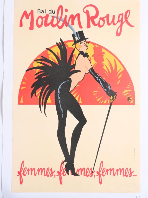 Bal du MOULIN ROUGE FEMMES POSTER: Bal du Moulin Rouge Femmes, Femmes, Femmes Poster. Sat on linen. Great image and colors. 24"x15 1/2"