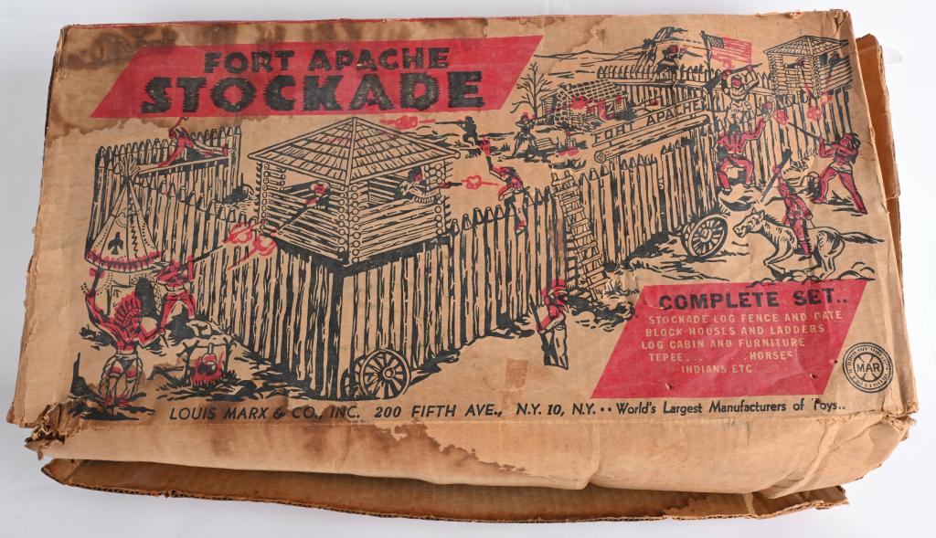 MARX FORT APACHE STOCKADE PLAYSET w/ BOX: Playset looks to be mostly complete. Boxed 21" Very Good