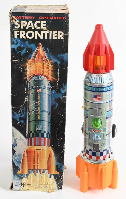 JAPAN BATTERY OP APOLLO 12 ROCKET: All original and worked when tested. 18" With Box Excellent