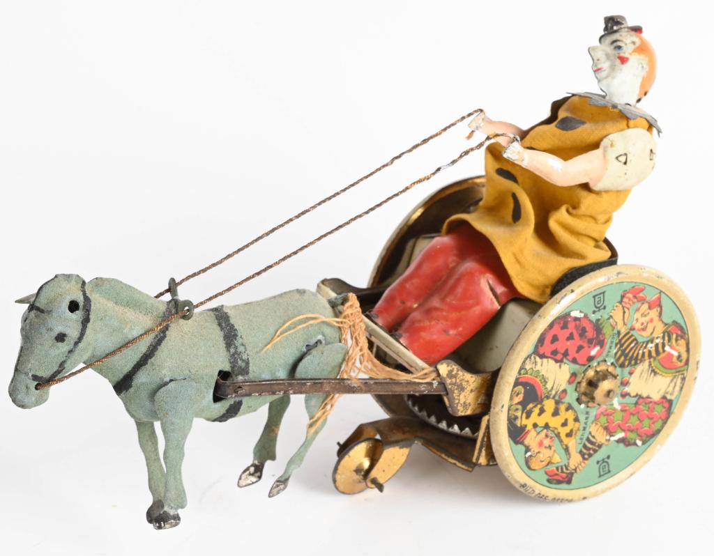 LEHMANN TIN WINDUP BALKY MULE: All original and working. Missing 1 ear. 7 1/2" Excellent