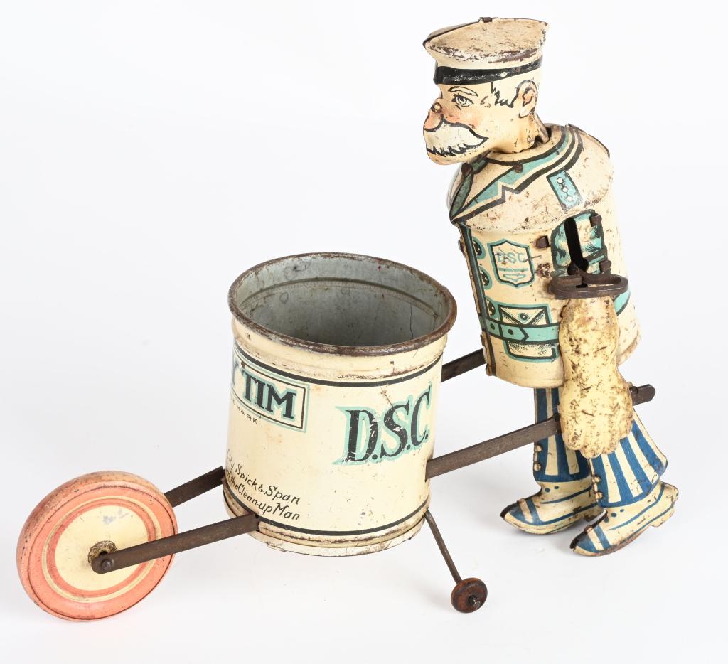 MARX TIN WINDUP TIDY TIM: All original and working. 9" Very Good