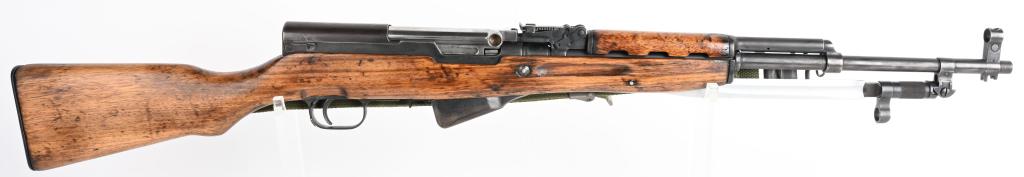 SINO SOVIET SKS RIFLE WITH BLADE BAYONET: SERIAL NUMBER 949074 BARREL 20" CALIBER 7.62X39 MANUFACTURED 1960". Produced in China under the supervision of Russian inspectors using both Russian and Chinese parts. Stocks are of Russian Arctic Bir