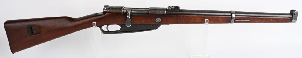 RARE MAUSER KAR88 COMMISION CARBINE DATED 1890: SERIAL NUMBER 4336d BARREL 18" CALIBER 8X57 MANUFACTURED 1890. Produced in very limited quantities and issued for a short period before being replaced by the 1898 pattern Mauser rifle. The KAR 1888 Co