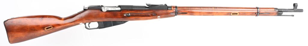 RUSSIAN MODEL 91/30 MOSIN NAGANT RIFLE DATED 1942: SERIAL NUMBER I7917 BARREL29-1/2" CALIBER 7.62X54R MANUFACTURED 1942. Produced at Izhevsk Arsenal. Round receiver with lacquer finished stocks. The main battle rifle for Russian /Soviet troops of WW2.