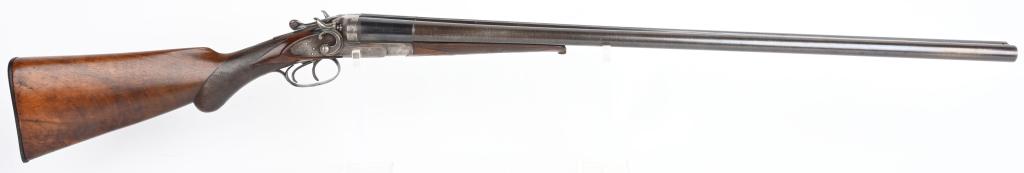 FINE PIEPER ARMS CO. HAMMER SHOTGUN: SERIAL 03635. BARRELS 30". GAUGE 12. CHAMBERS 2 5/8". CHOKES FULL / FULL. LOP 14 1/4" Barrels are twist steel stamped "Modified Diana " and Made in Belgium that has a solid rib, single bead and manual