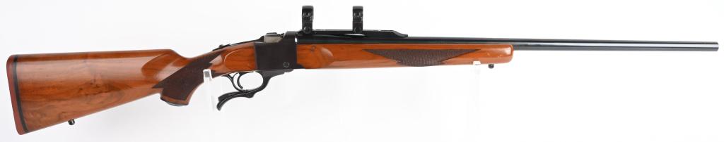 RUGER NO. 1 SINGLE SHOT SPORTING RIFLE: SERIAL 131-44286. BARREL 26". CALIBER 22-250. One of the most handsome single shot rifles ever made in the 20th century with classic English lines and top of the line quality and wood. This model was