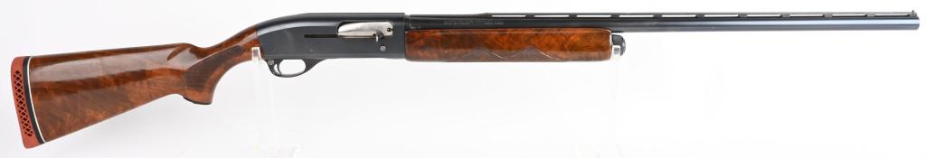 HIGH CONDITION REMINGTON MODEL 48B DELUXE SHOTGUN: SERIAL 3106792. BARREL 28". GAUGE 12. CHAMBER 2 3/4". CHOKE-MOD. LOP 14.5". This is the Sportsman model that resembles the 1100 model. It features a hand checkered pistol grip walnut stock, grip cap, 