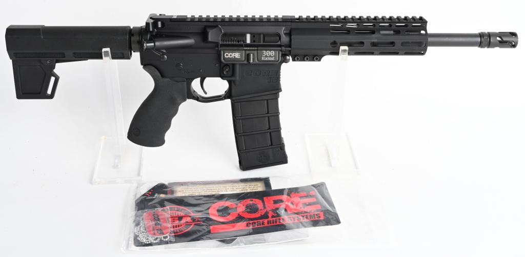 GOOD TIMES OUTDOORS MODEL CORE 15 PISTOL: SERIAL NUMBER GTOC 093864 BARREL 11" CALIBER .300 BLACKOUT MANUFACTURE GOOD TIMES OUTDOORS / CORE., Custom AR platform pistol chambered for the 300 blackout cartridge with 1/10 twist barrel and muzzle