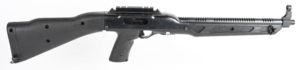 HIGHPOINT MODEL 995 9MM CARBINE: SERIAL NUMBER A40362 BARREL 16" CALIBER 9X19 /9MM PARA MANUFACTURED HIGHPOINT. Produced with blue finished steel and black synthetic stocks. CONDITION, Very fine with slight use evident. Excellent bor