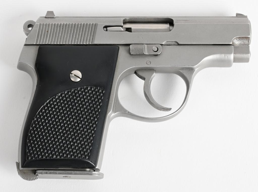 STAINLESS NORTON TP-70 POCKET PISTOL: SERIAL 1682. BARREL 2.5". CALIBER .22 LONG RIFLE. The TP-70 was the brainchild of German engineer Edgar Budischowsky and was put into production in 1973 by the Norton Armaments Company. The TP-70 feat
