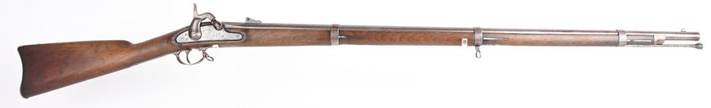 SCARCE NORFOLK 1863 SPRINGFIELD CONTRACT RIFLE: BARREL 40". CALIBER .58 PERCUSSION. The Norfolk contract 1861 US Springfield was made by Welch Brown & co. of Norfolk Va in 1862-63 only due to the early demand for rifles beyond the capacity of the S