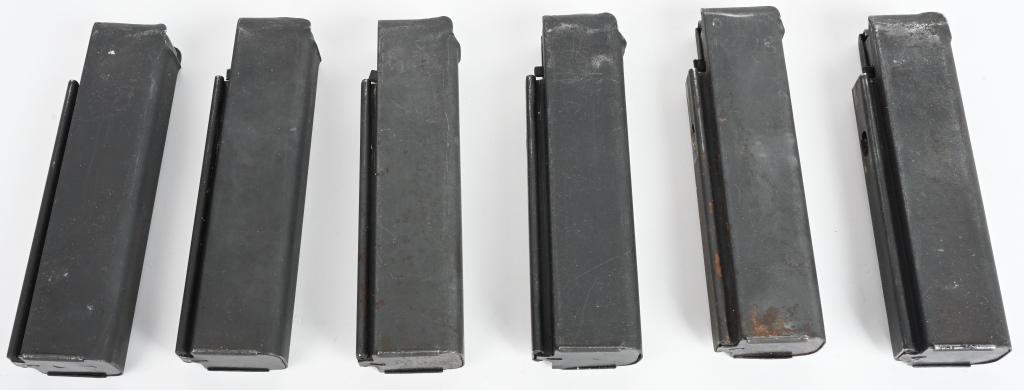 LOT (6) TWENTY ROUND THOMPSON A1 MAGAZINES: Magazines for the semi-automatic versions of the Thompson Typewriter Model1927 sub machine gun semi autos. Very good to excellent.