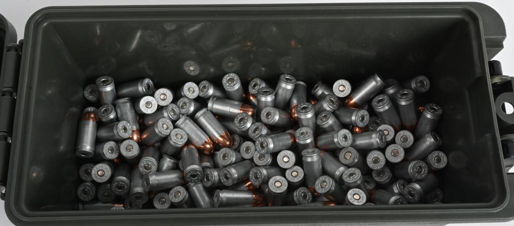 APPROXIMATELY 500 RDS .45 ACP GRAY WOLF AMMO: Approximately 500 rounds of Gray Wolf 200 gr. .45 ACP Pistol Ammo. Loose in plastic ammo can. Excellent