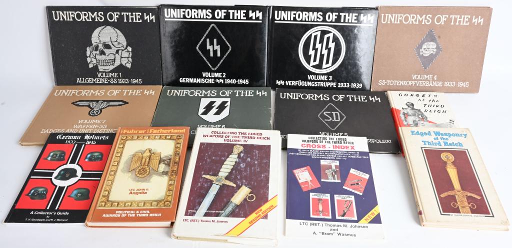 WWII NAZI GERMAN REFERENCE BOOK LOT HELMET GORGET: WWII Nazi German Reference book lot to include 1) For Fu¨hrer and fatherland Book by John Angolia 2) Collecting the Edged Weapons of the Third Reich CROSS - INDEX 3) Collecting the Edged Weapons of t