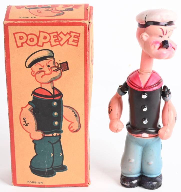 JAPAN CELLULOID WINDUP POPEYE MOVING HEAD w/ BOX (1 of 7)