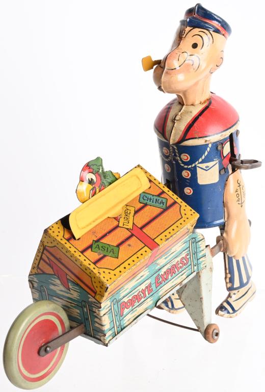 MARX TIN WINDUP POPEYE EXPRESS w/ MOVING PARROT (1 of 4)