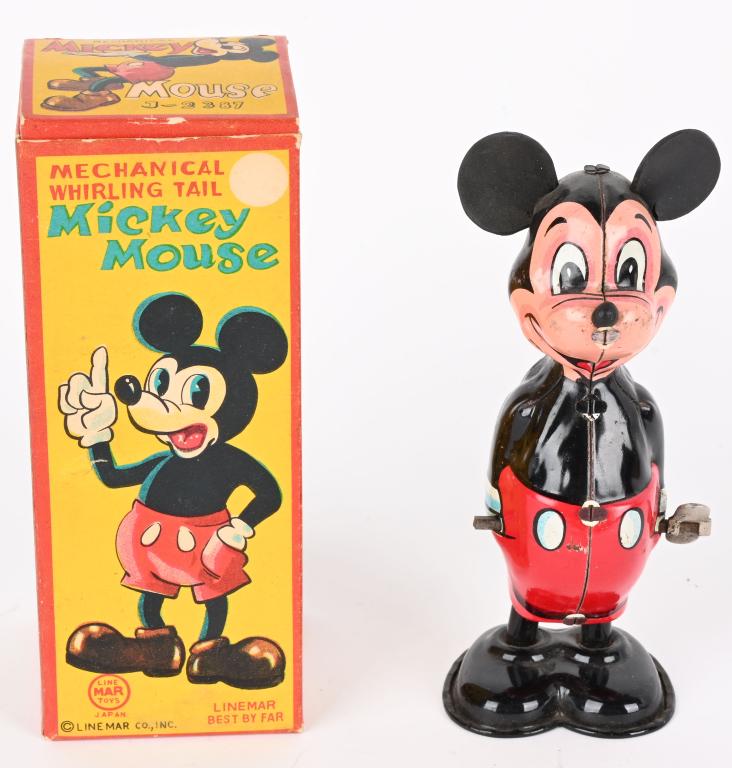 LINEMAR WINDUP MICKEY MOUSE WHIRLING TAIL w/ BOX (1 of 9)