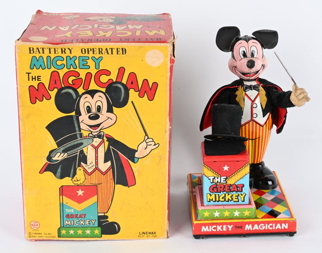 LINEMAR BATTERY OP MICKEY MOUSE MAGICIAN w/ BOX (1 of 10)