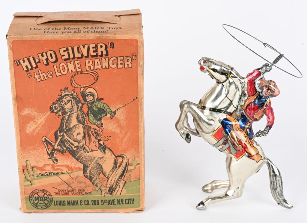 MARX TIN WINDUP LONE RANGER HII-YO SILVER w/ BOX (1 of 7)