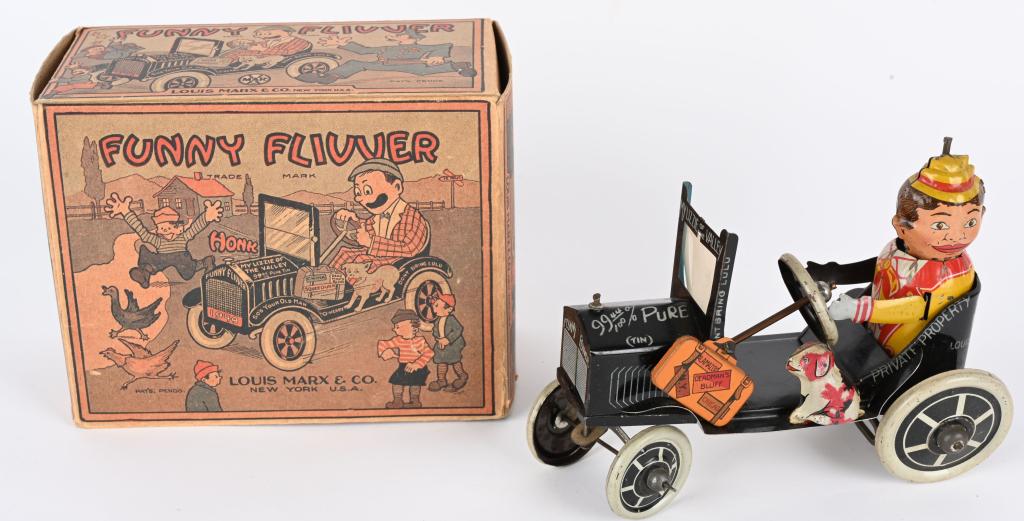 MARX TIN WINDUP FUNNY FLIVVER w/ BOX (1 of 9)