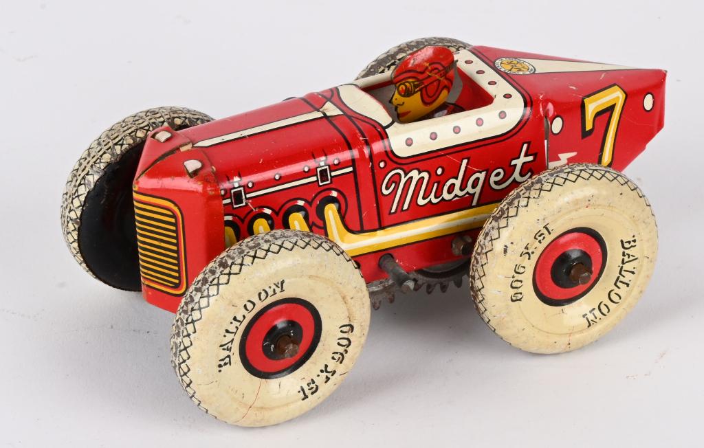 MARX TIN WINDUP #7 MIDGET BALLOON TIRE RACER (1 of 4)