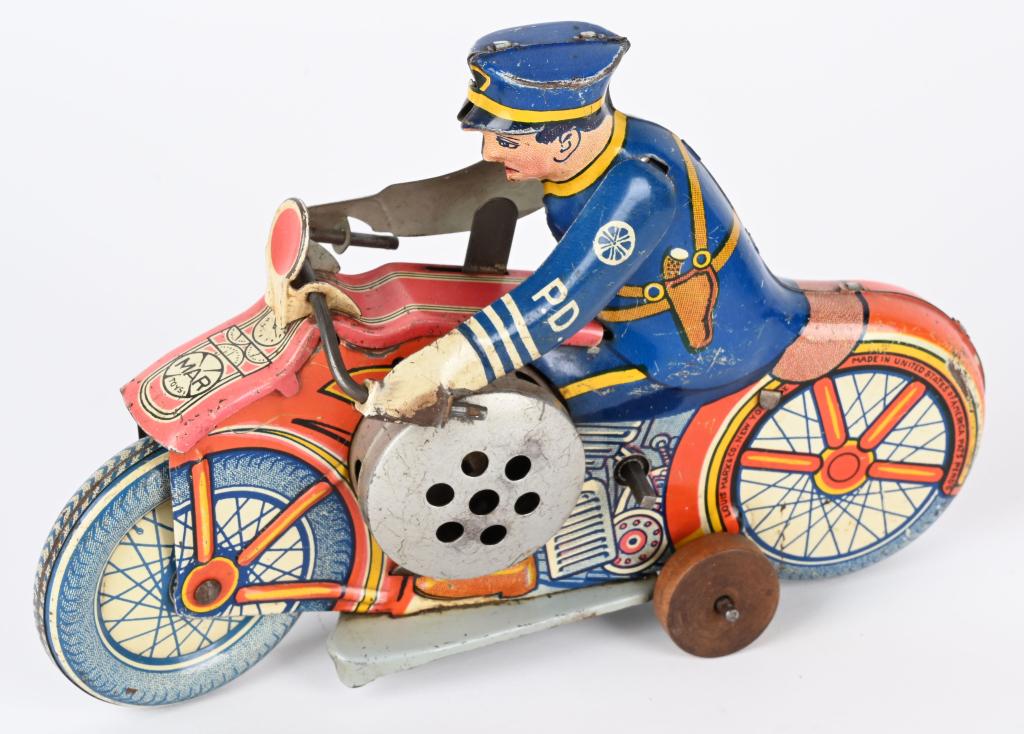 MARX TIN WINDUP PD MOTORCYCLE (1 of 4)