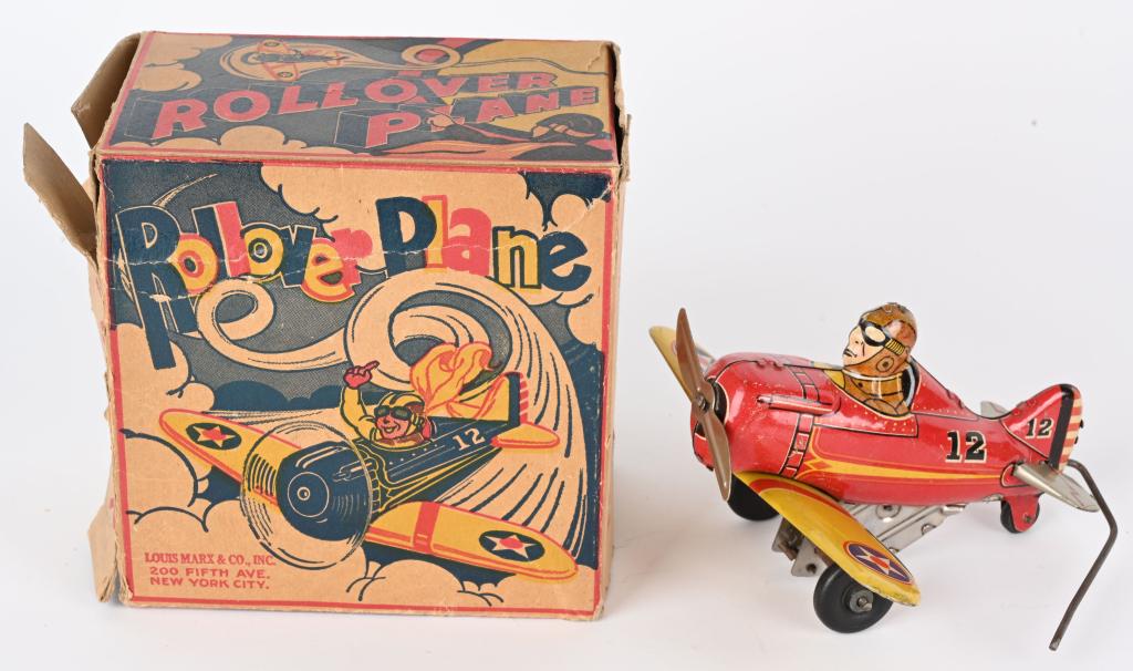 MARX TIN WINDUP ROLLOVER PLANE w/ BOX (1 of 7)