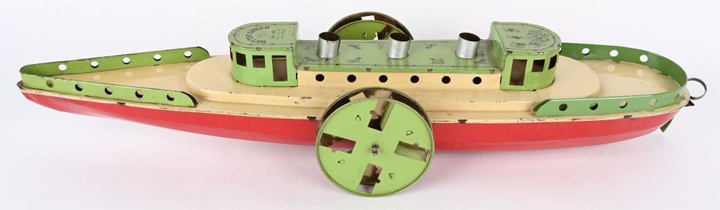 BUFFALO TIN WINDUP BETTSY GREEN SIDE WHEEL BOAT (1 of 7)