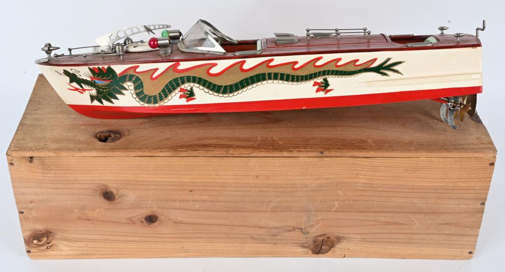 ITO BATTERY OP WOODEN DRAGON SPEEDBOAT w/ BOX (1 of 8)
