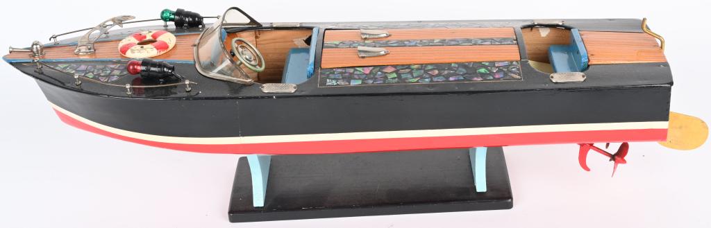 ITO BATTERY OP WOODEN SPEED BOAT w/ PEARL INLAYS (1 of 5)