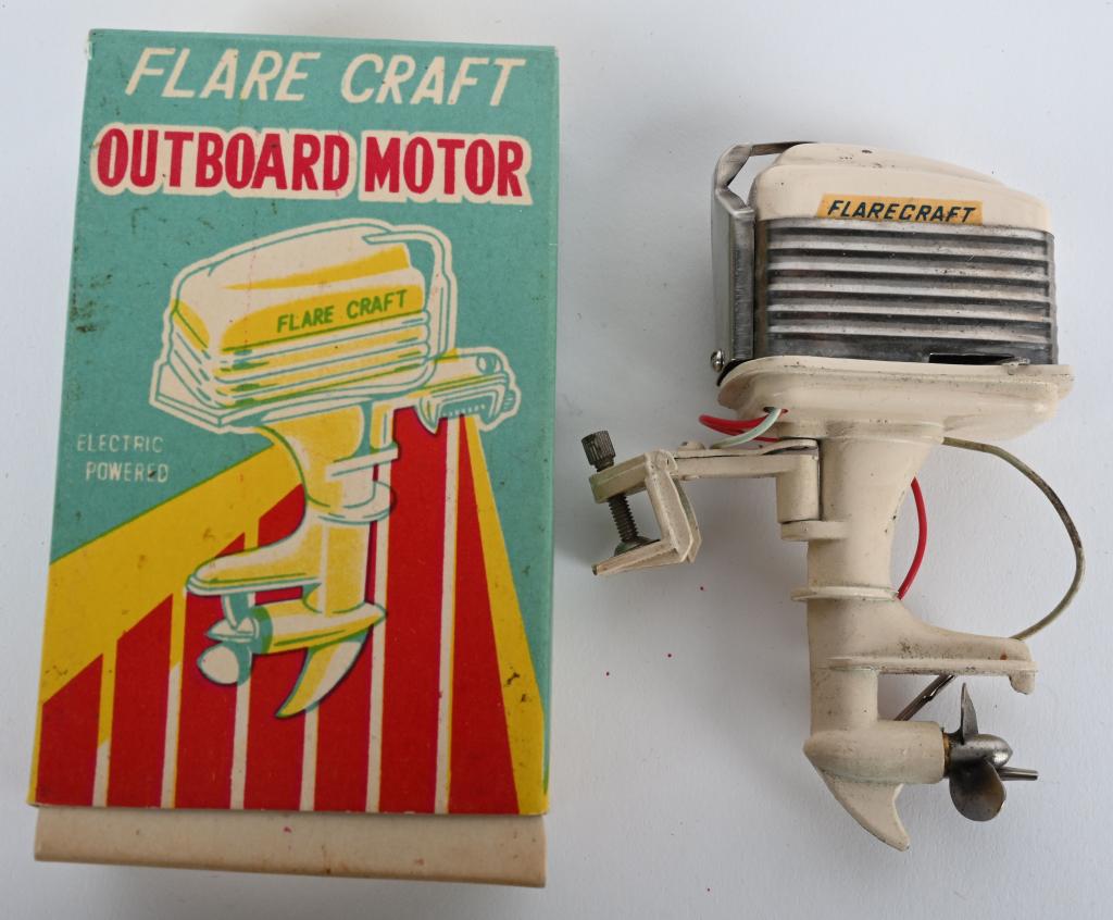 FLARE CRAFT #8 OUTBOARD MOTOR w/ BOX: Flare Craft #8 Electric Outboard Motor. Made in Japan. New Old Stock. 4" Excellent