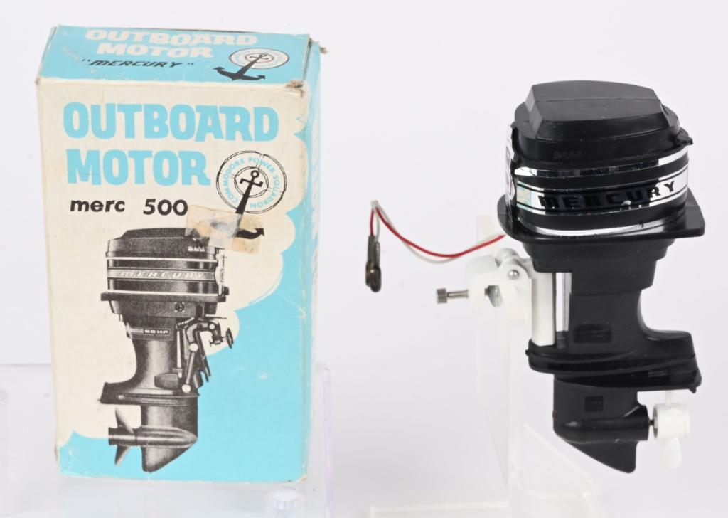 JAPAN MERCURY 500 OUTBOARD MOTOR w/ BOX: Commodore Power Squardron Mercury 500 Electric Outboard Motor. Made in Japan. Never used condition. 4 1/2" Excellent