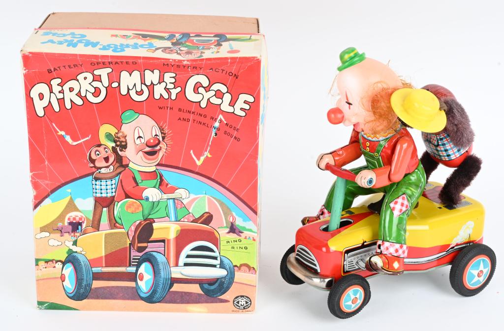 JAPAN BATTERY OP CLOWN & MONKEY CYCLE w/ BOX (1 of 8)